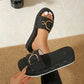 🔥 EU 36-43 👡 Stílusos geometrikus slip-on szandál szőtt textúrával és arany színű díszítéssel 💃✨