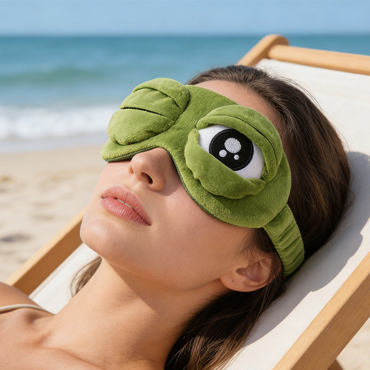 🌙💤 Puha, vicces béka 3D alvómaszk – Szemnyomás-mentes kényelem, szórakoztató design 🐸✨