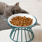 Elevated Ceramic Cat Bowl with Iron Stand