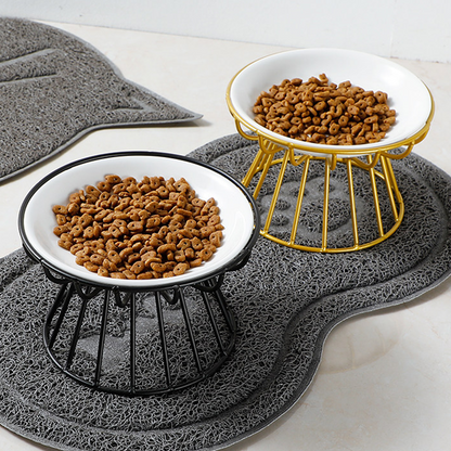 💖 Emelt kerámia macskatál vaskos állvánnyal – Kíméletes nyaknak és könnyen tisztítható 🐱🥣
