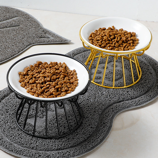 💖 Emelt kerámia macskatál vaskos állvánnyal – Kíméletes nyaknak és könnyen tisztítható 🐱🥣