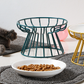 Elevated Ceramic Cat Bowl with Iron Stand