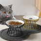 Elevated Ceramic Cat Bowl with Iron Stand
