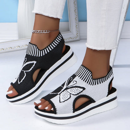 🦋👡 Női szabadidős, nyitott orrú, vastag talpú strandpapucs 🏖️