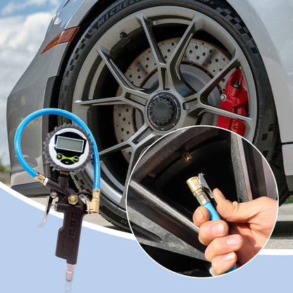 👨‍🔧🛠️ Digitális guminyomásmérő tömlővel – Precíz ellenőrzés és biztonságos vezetés 🚗✨