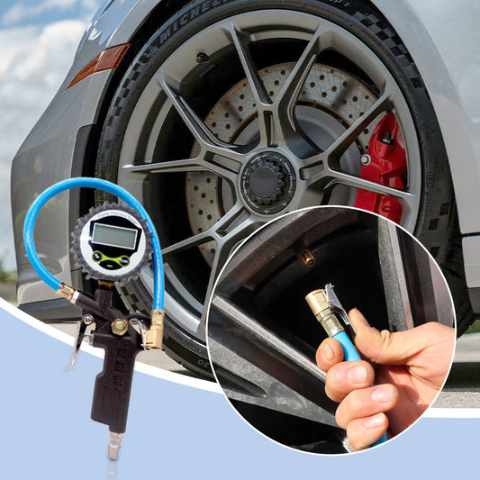👨‍🔧🛠️ Digitális guminyomásmérő tömlővel – Precíz ellenőrzés és biztonságos vezetés 🚗✨