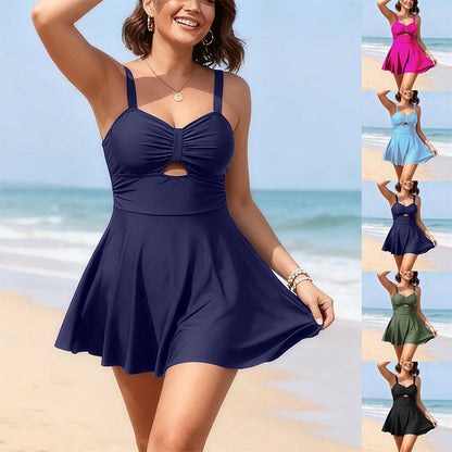 🌊👙 Vonzó sziluett, magabiztos stílus! Női kivágásos A-vonalú fürdőruha ruha – Kifinomult szexepil és tökéletes alakformálás 🏖️✨