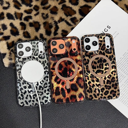 📱💕 Vadító stílus, mágneses kényelem! Leopárdmintás mágneses telefonház – Káprázatos megjelenés és zökkenőmentes töltés 🐆✨