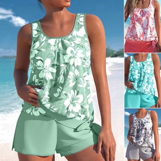 👙 Női virágmintás, kétrészes tankini fürdőruha – 🌸 Romantikus elegancia és önbizalmat adó, kényelmes strandolás 🌊✨