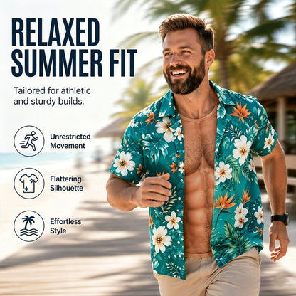 🌺 Férfi hawaii ing trópusi virágmintás, rövid ujjú, alkalmi strandoláshoz – 🌴 Könnyed, légies nyári stílus és zökkenőmentes, gondtalan vakáció ✨🍹