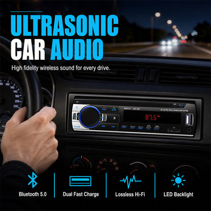 🎵🚗 Bluetooth 5.0-s autórádió két USB-csatlakozóval és kihangosítóval