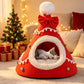 Semi-Enclosed Christmas Pet Bed Cave