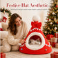 Semi-Enclosed Christmas Pet Bed Cave
