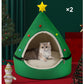 Semi-Enclosed Christmas Pet Bed Cave