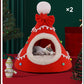 Semi-Enclosed Christmas Pet Bed Cave
