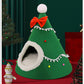 Semi-Enclosed Christmas Pet Bed Cave