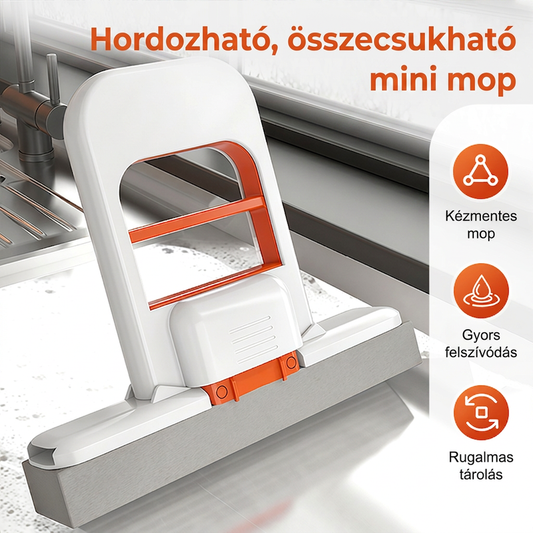🧹✨ Mini hordozható önfacsaró felmosó: Kézkímélő és helytakarémos tisztítás 🧼💧