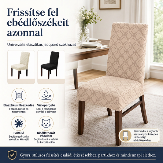 🪑✨ Univerzális nyújtható székülés-huzat: Tökéletes illeszkedés és gyors frissítés 🛡️🍽️