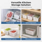 Airtight Refrigerator Organizer Bins with Removable Drain Tray