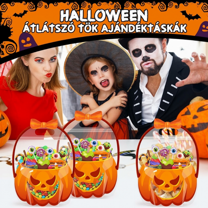 🎃✨ Átlátszó Halloween töklámpás ajándéktasak: Varázslatos csomagolás, instant ünnepi hangulat 💖🍬